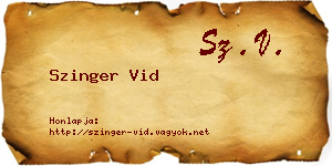 Szinger Vid névjegykártya